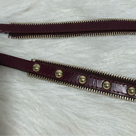 NWOT Rebecca‎ Minkoff Burgundy Burgundy Gold Studded Leather 2 Way Belt -- L